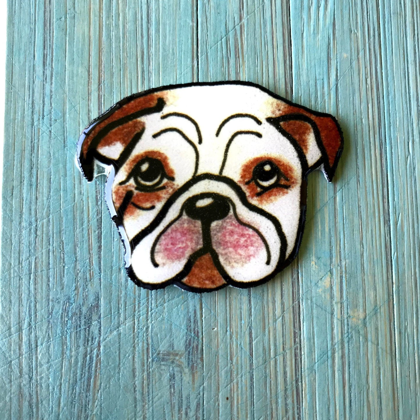 English Bulldog Needle Minder: Cross Stitch Embroidery, Dog Lover Gift