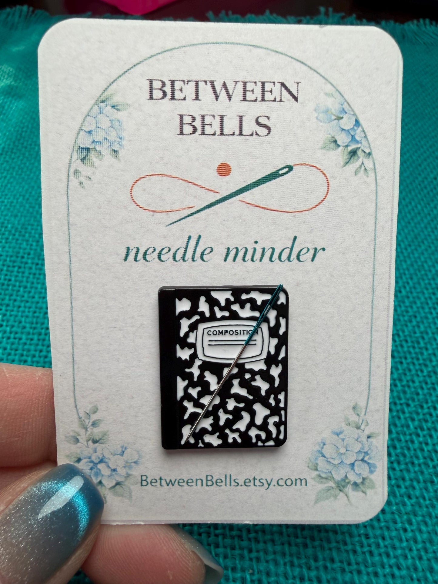 Composition Notebook Needle Minder – Enamel Magnet for Cross Stitch, Embroidery & Sewing Lovers