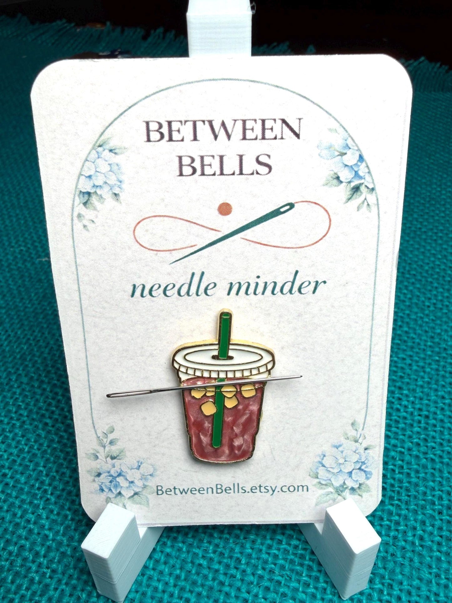 Iced Coffee Needle Minder for Needlepoint, Cross Stitch, Sewing and Embroidery