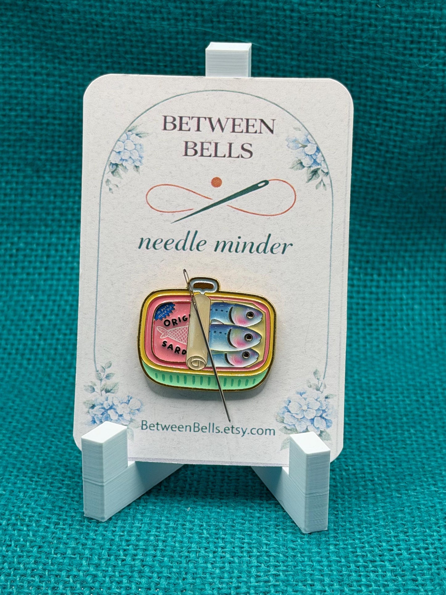 Retro Sardines Needle Minder | Whimsical Tinned Fish Magnet | Coastal Kitchen Aesthetic | Cross Stitch Needle Holder