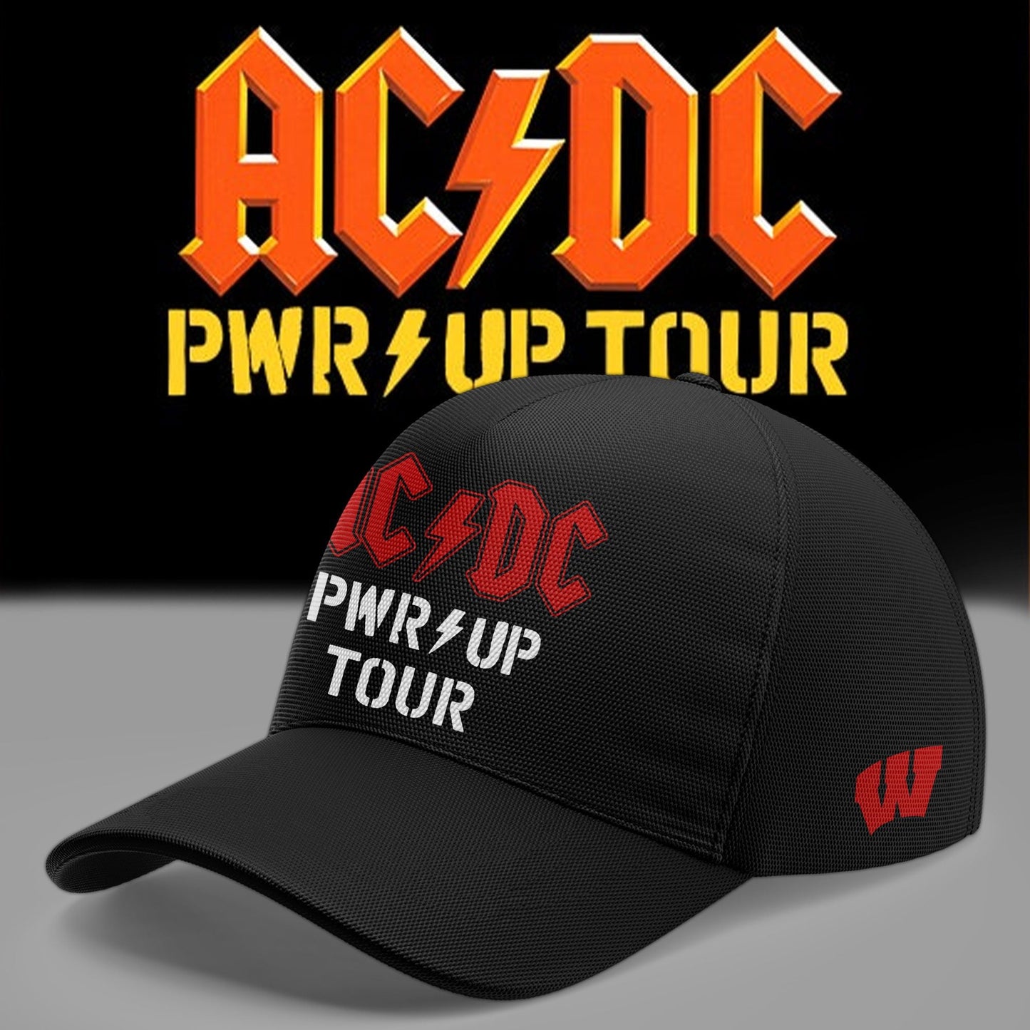 Cap AC/DC x Wisconsin Badgers Football - Power Up Tour 2026 Black Cap