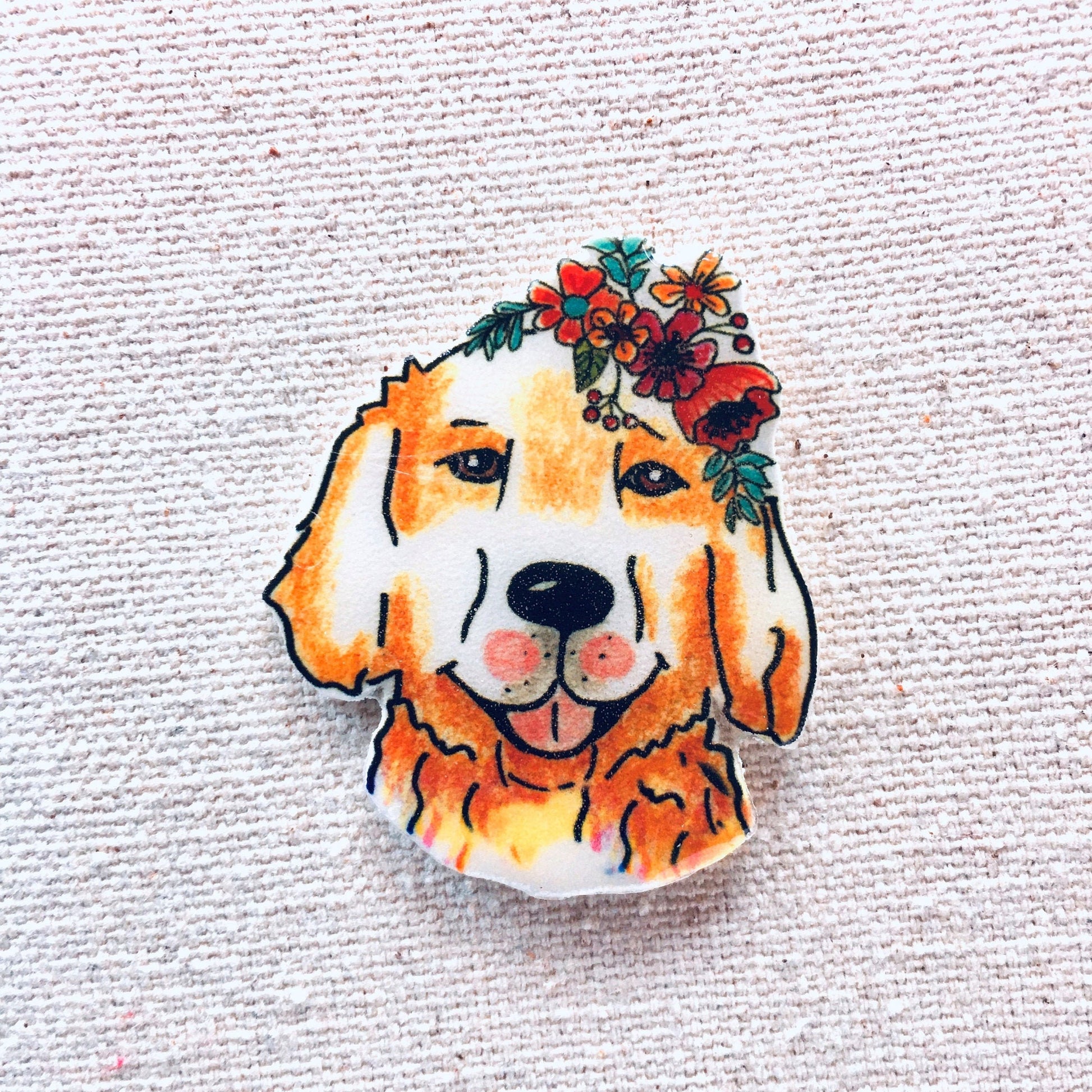 Golden Retriever Needle Minder: Cross Stitch Embroidery Magnet
