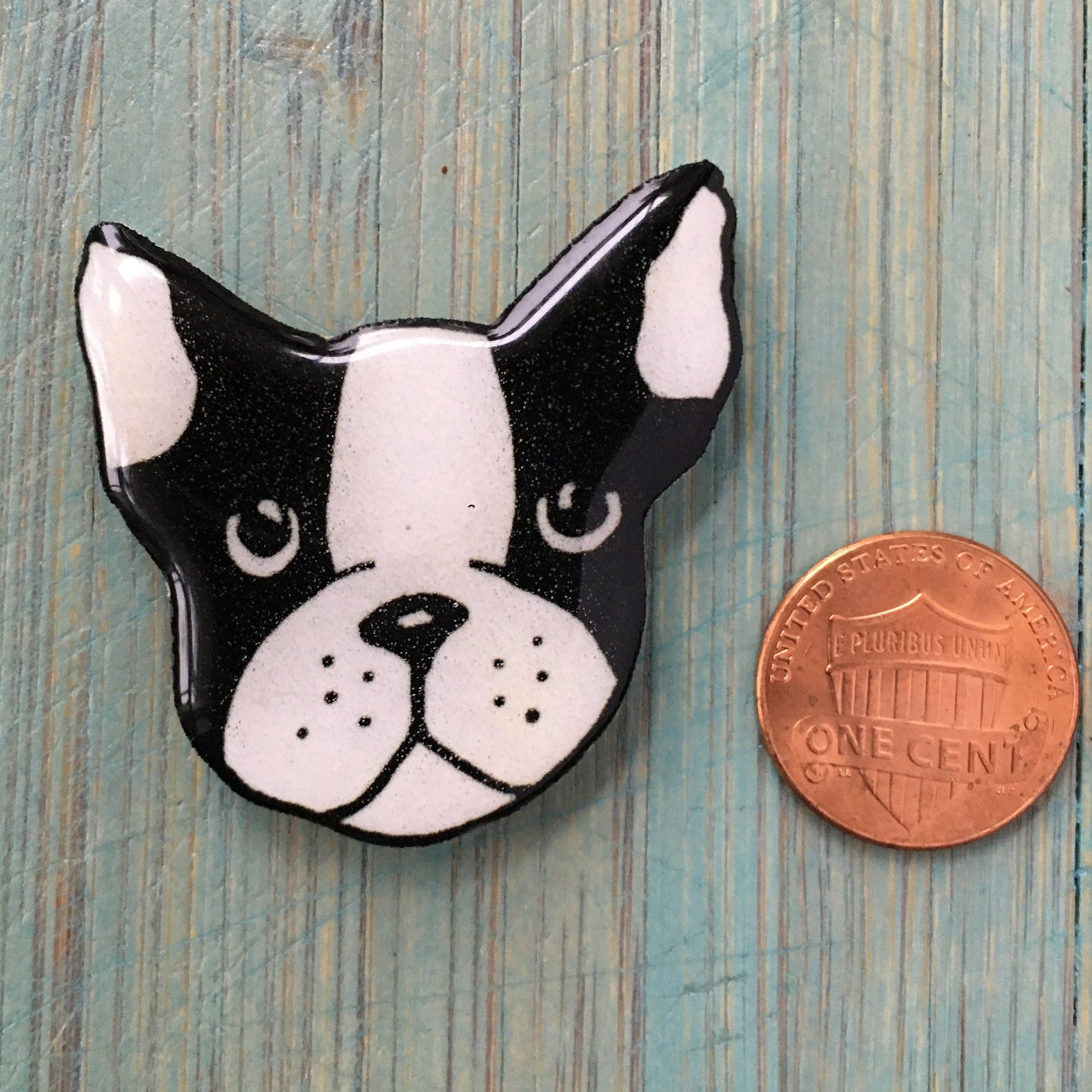 Boston Terrier Pin with Flowers: Dog Lover Gift
