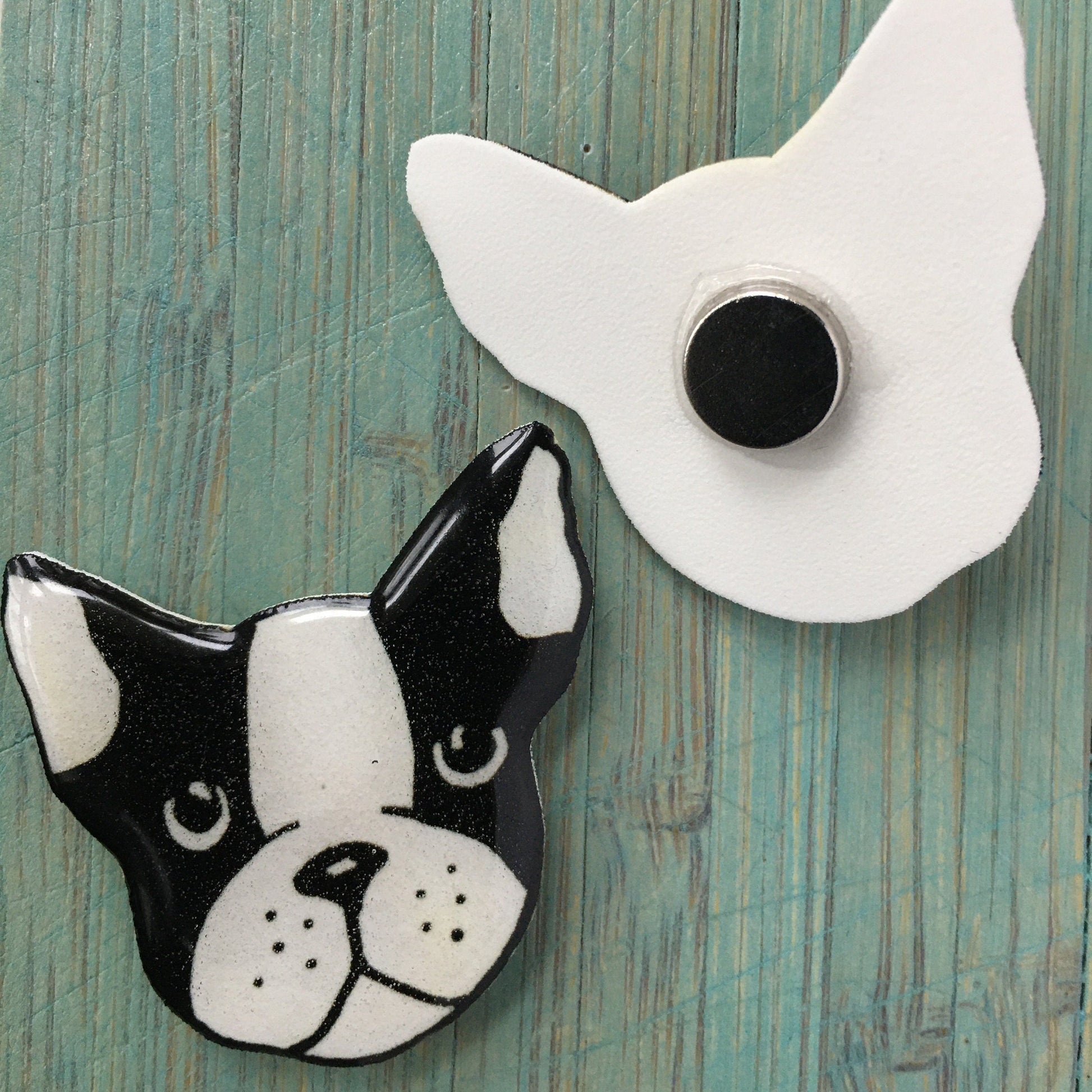 Boston Terrier Pin with Flowers: Dog Lover Gift