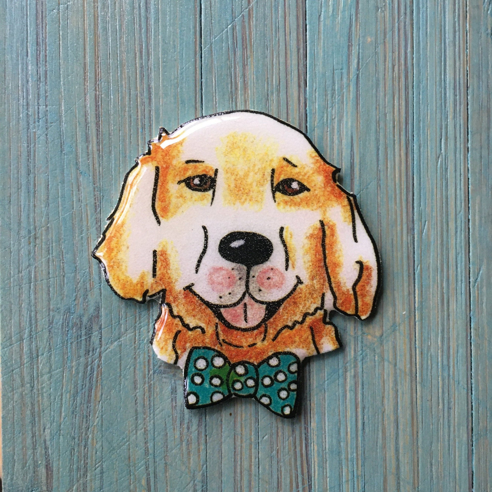 Golden Retriever Needle Minder: Floral Dog Magnet