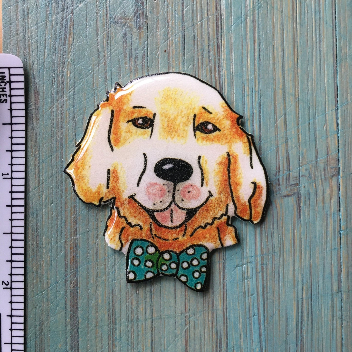 Golden Retriever Needle Minder: Floral Dog Magnet