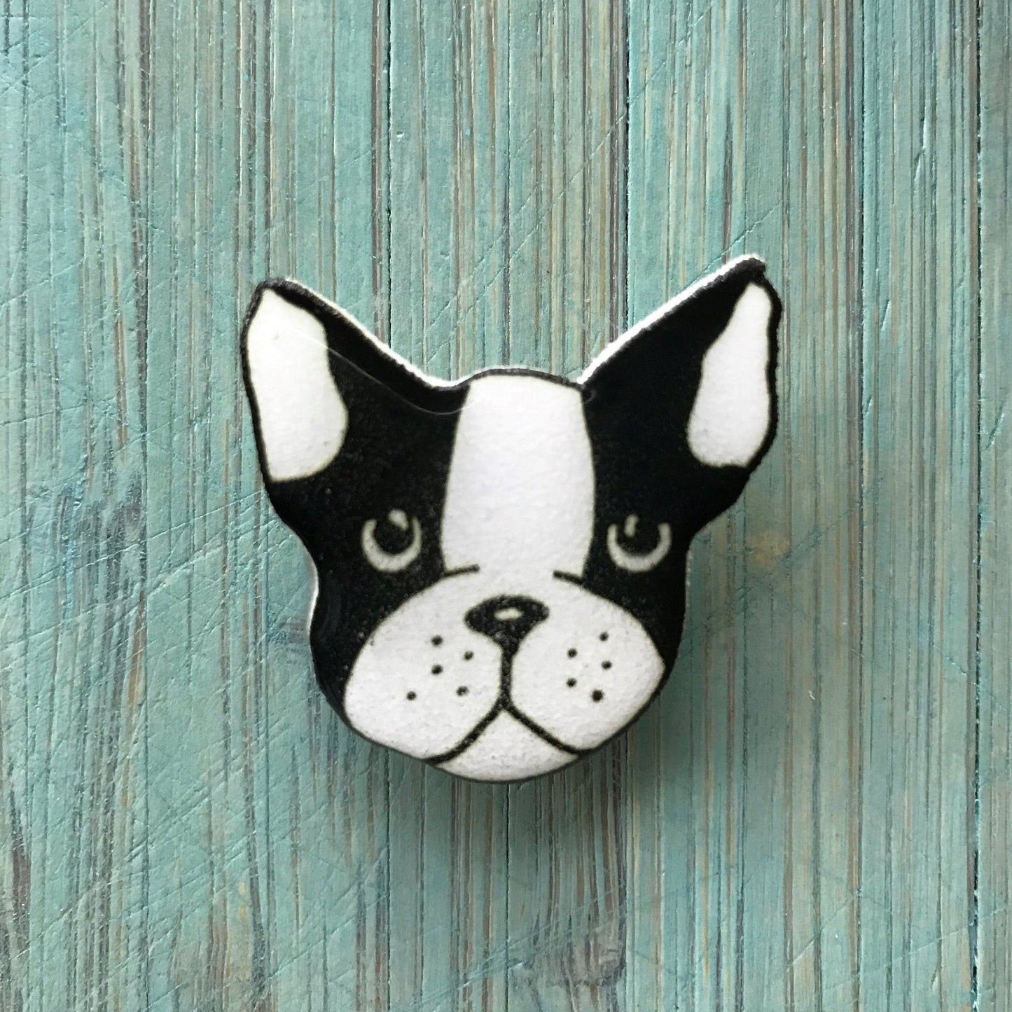 Boston Terrier Pin with Flowers: Dog Lover Gift