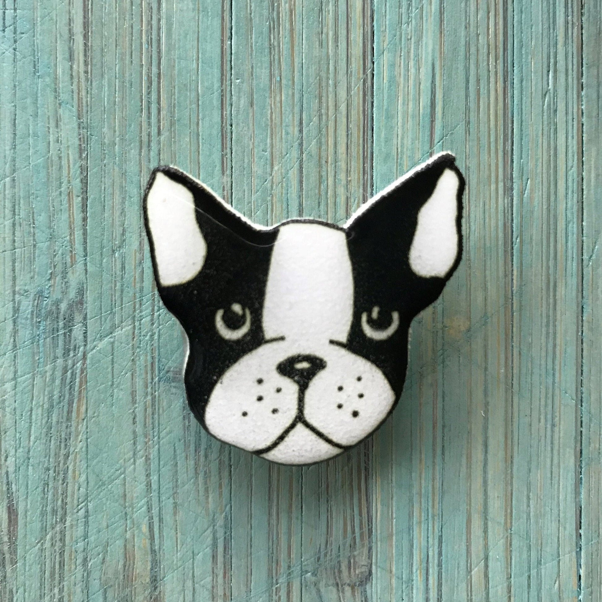 Boston Terrier Pin with Flowers: Dog Lover Gift