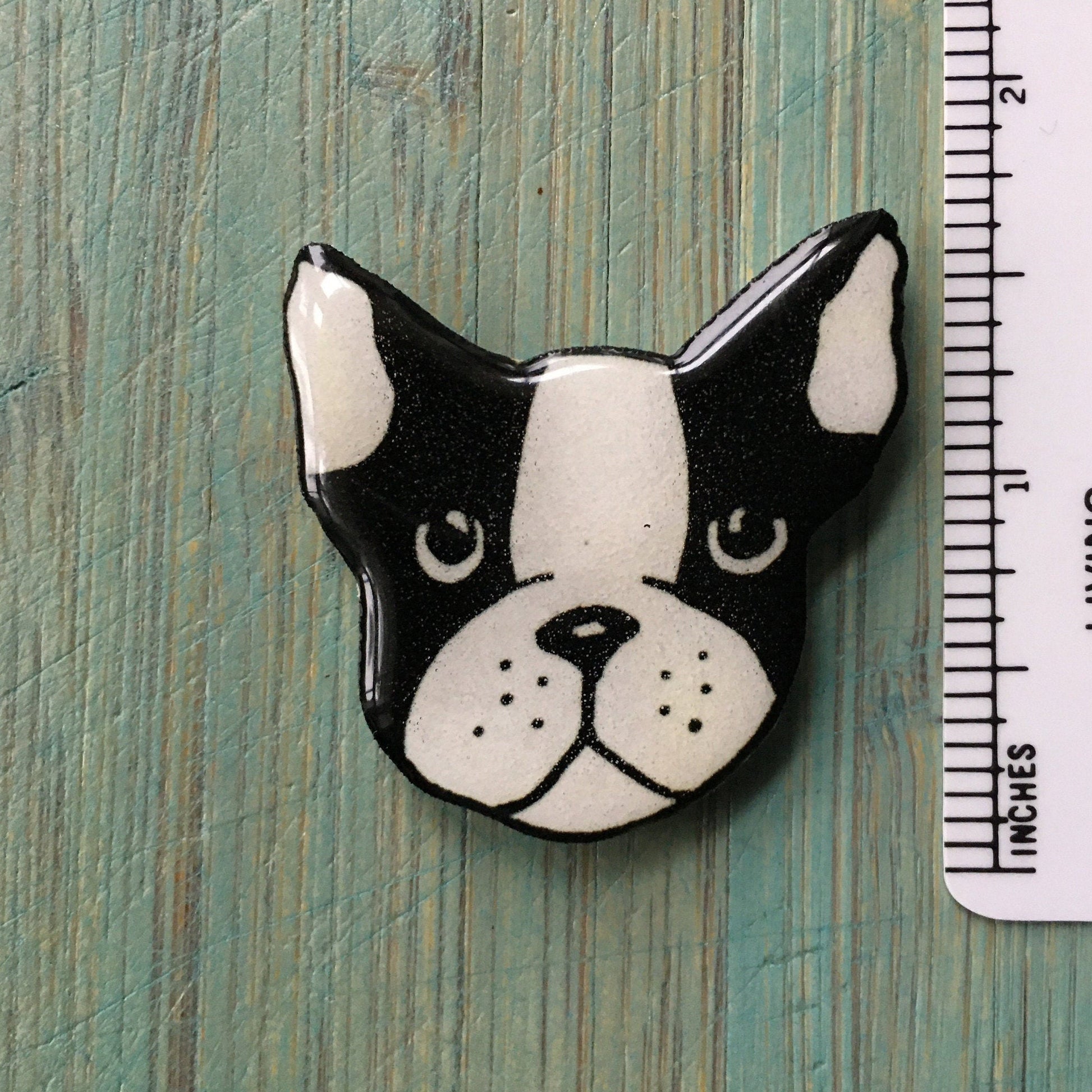 Boston Terrier Pin with Flowers: Dog Lover Gift