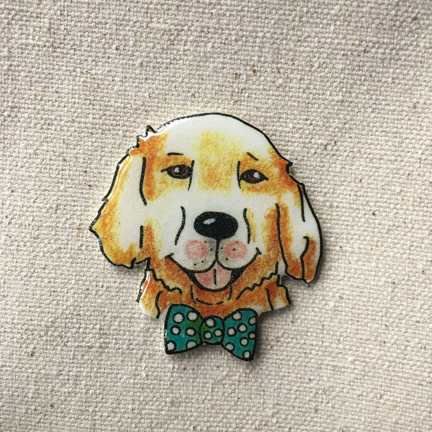 Golden Retriever Needle Minder: Floral Dog Magnet