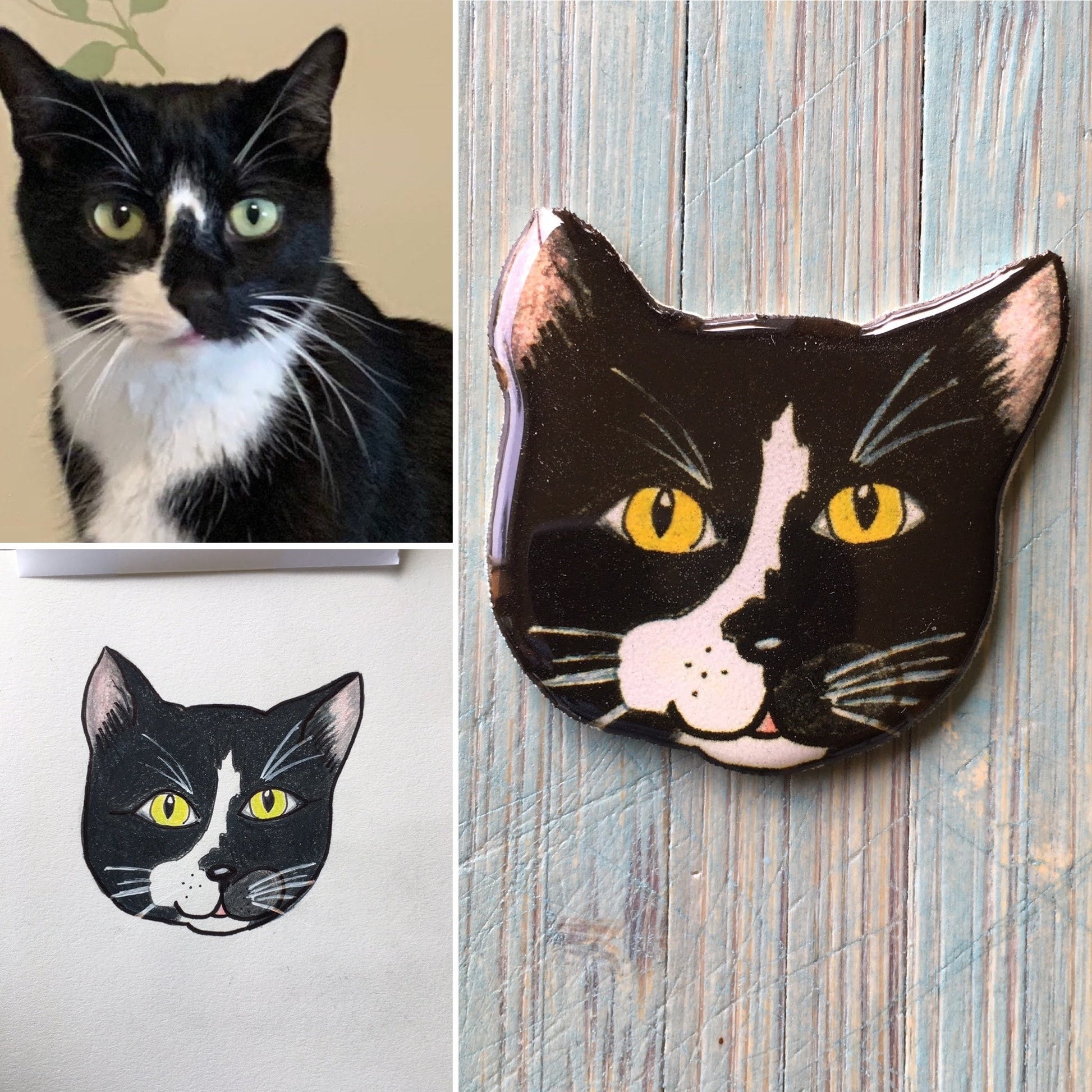 Custom Cat Pin: Personalized Pet Portrait Gift