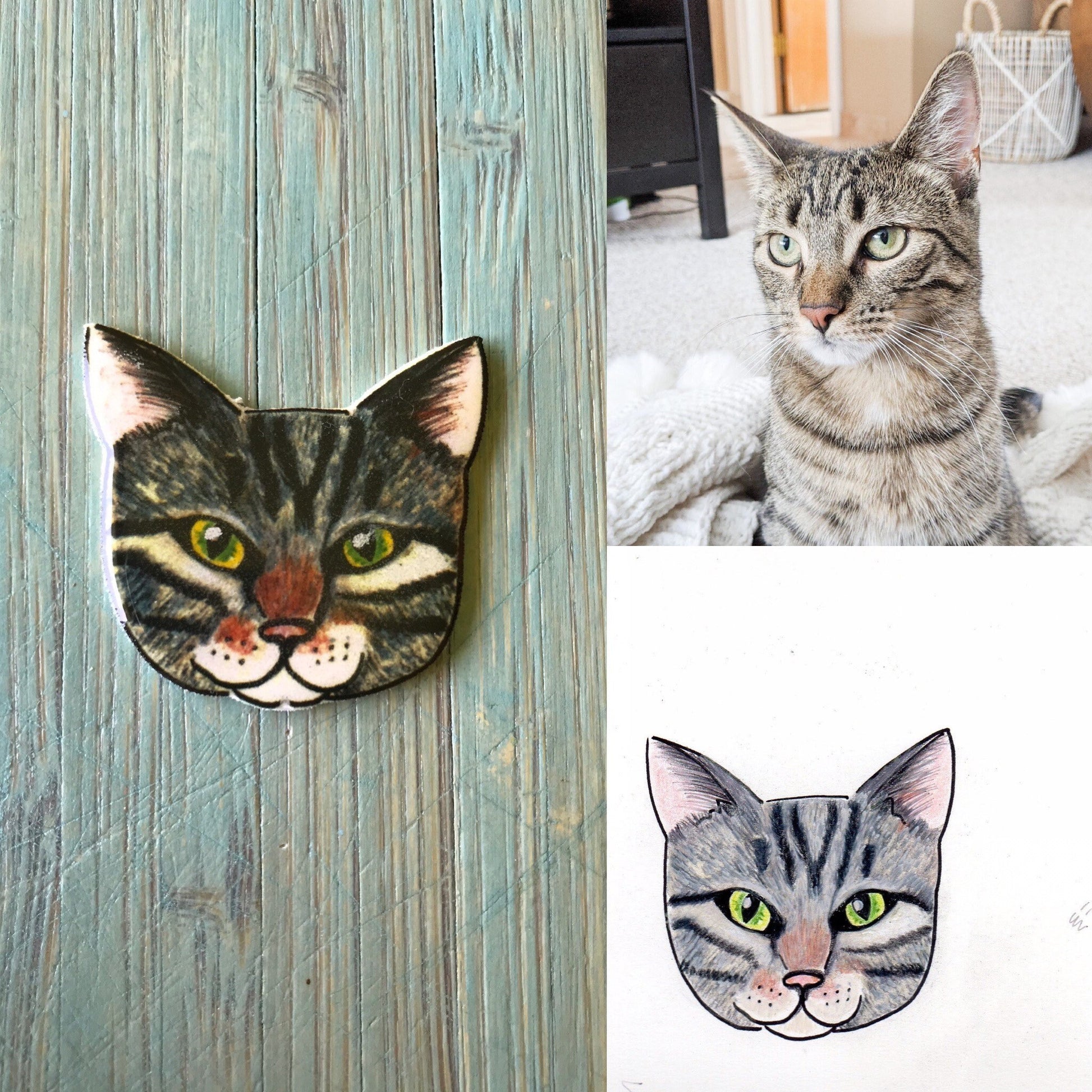 Custom Cat Pin: Personalized Pet Portrait Gift