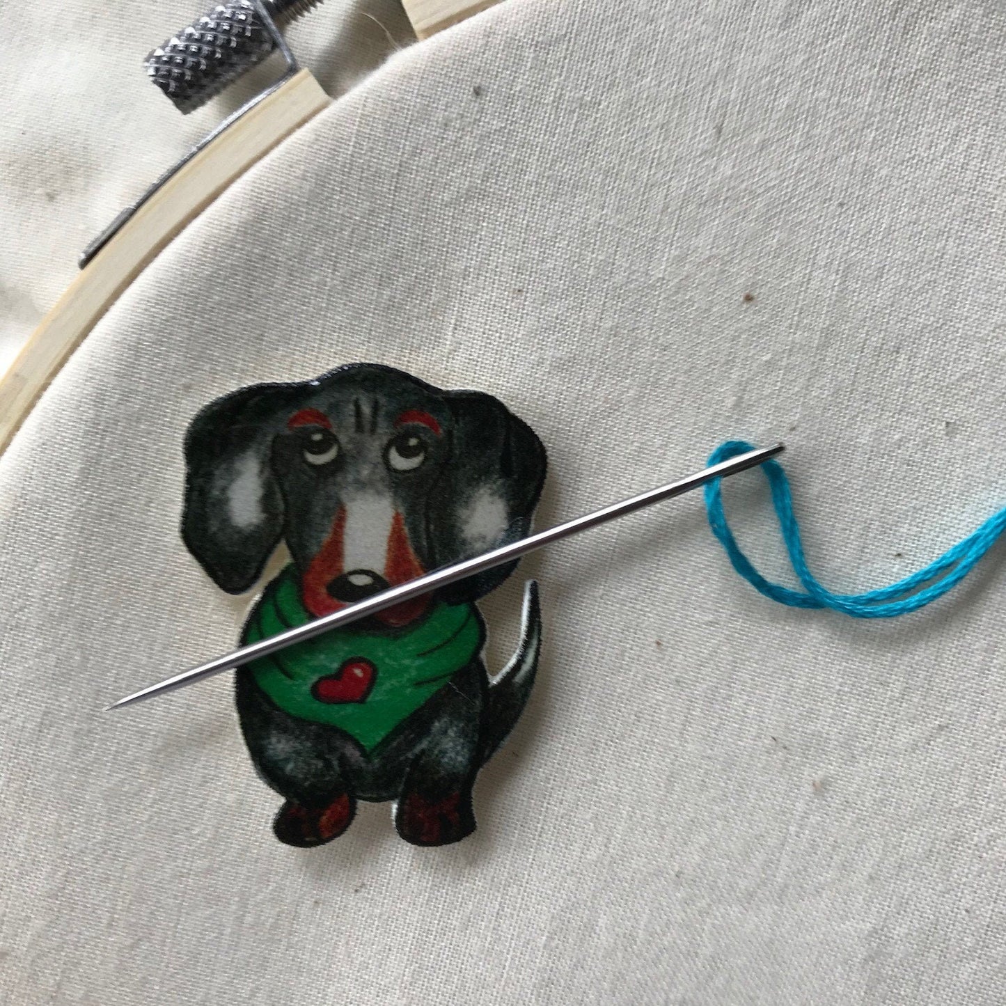 Dachshund Needle Minder: Cross Stitch Embroidery, Dog Lover Gift