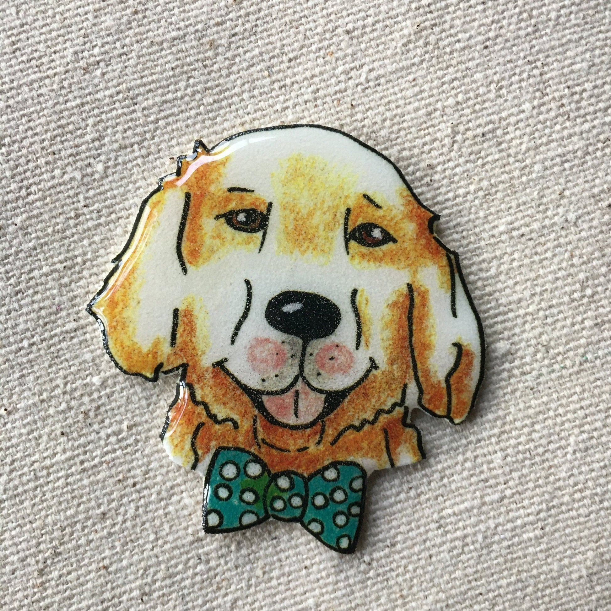 Golden Retriever Needle Minder: Cross Stitch Embroidery Magnet