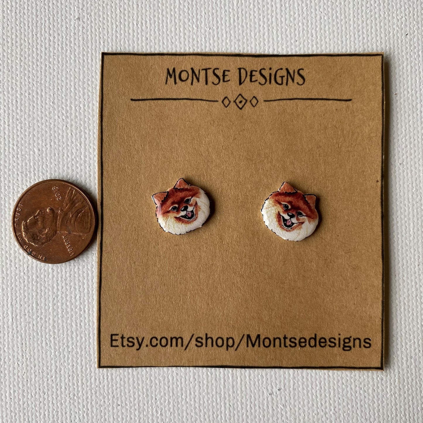 Pomeranian Stud Earrings: Hand-Drawn Dog Lover Gift