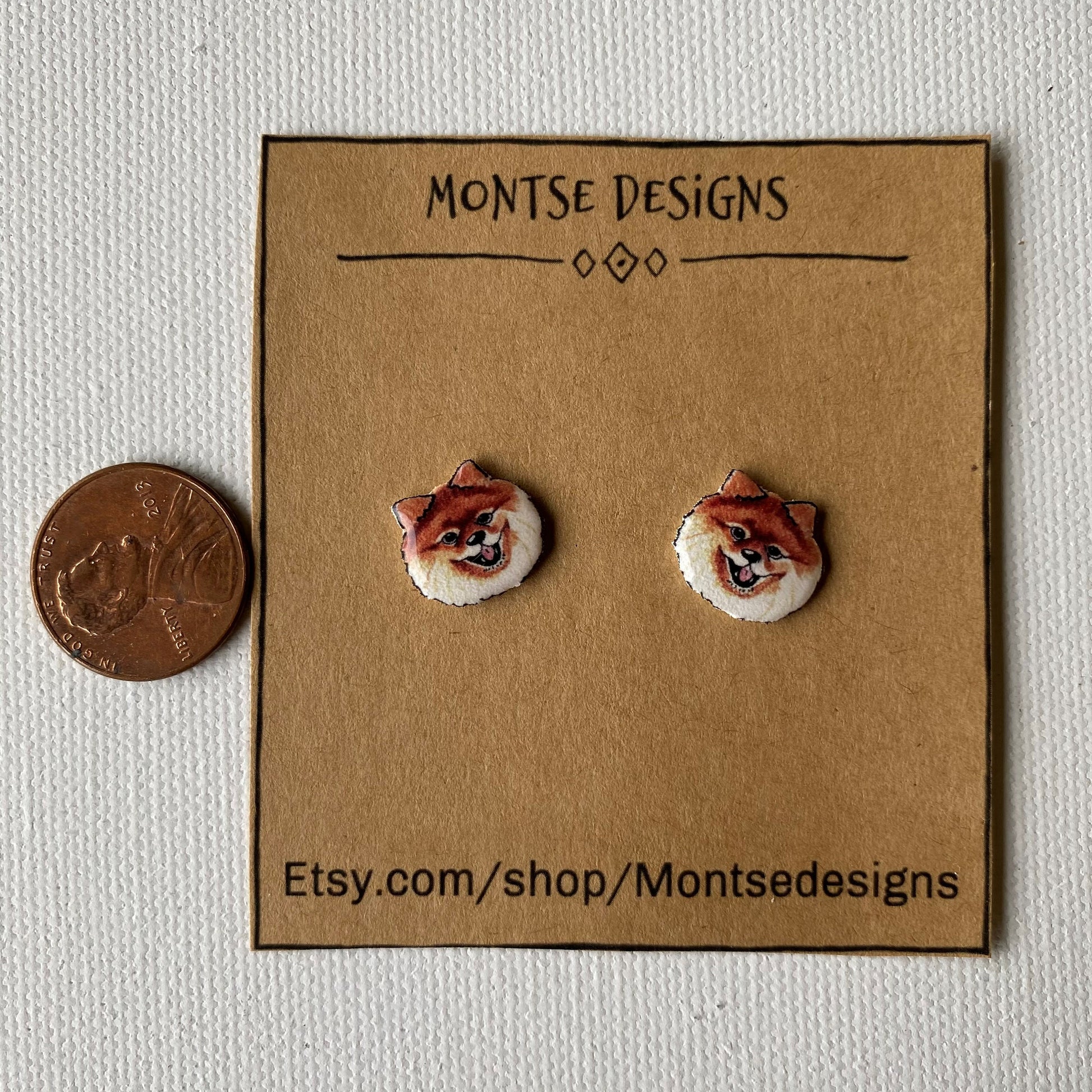 Pomeranian Stud Earrings: Hand-Drawn Dog Lover Gift