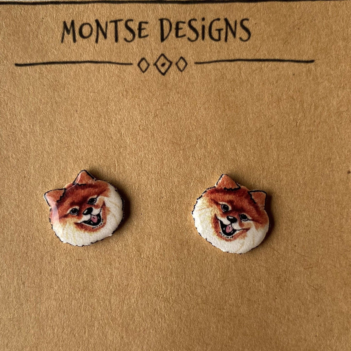 Pomeranian Stud Earrings: Hand-Drawn Dog Lover Gift