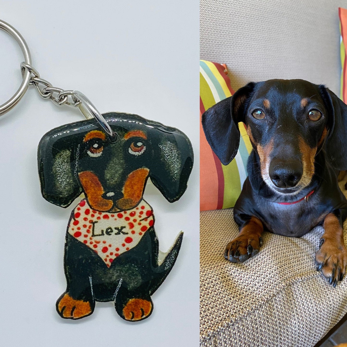 Custom Pet Portrait Keychain: Personalized Dog Cat Lover Gift