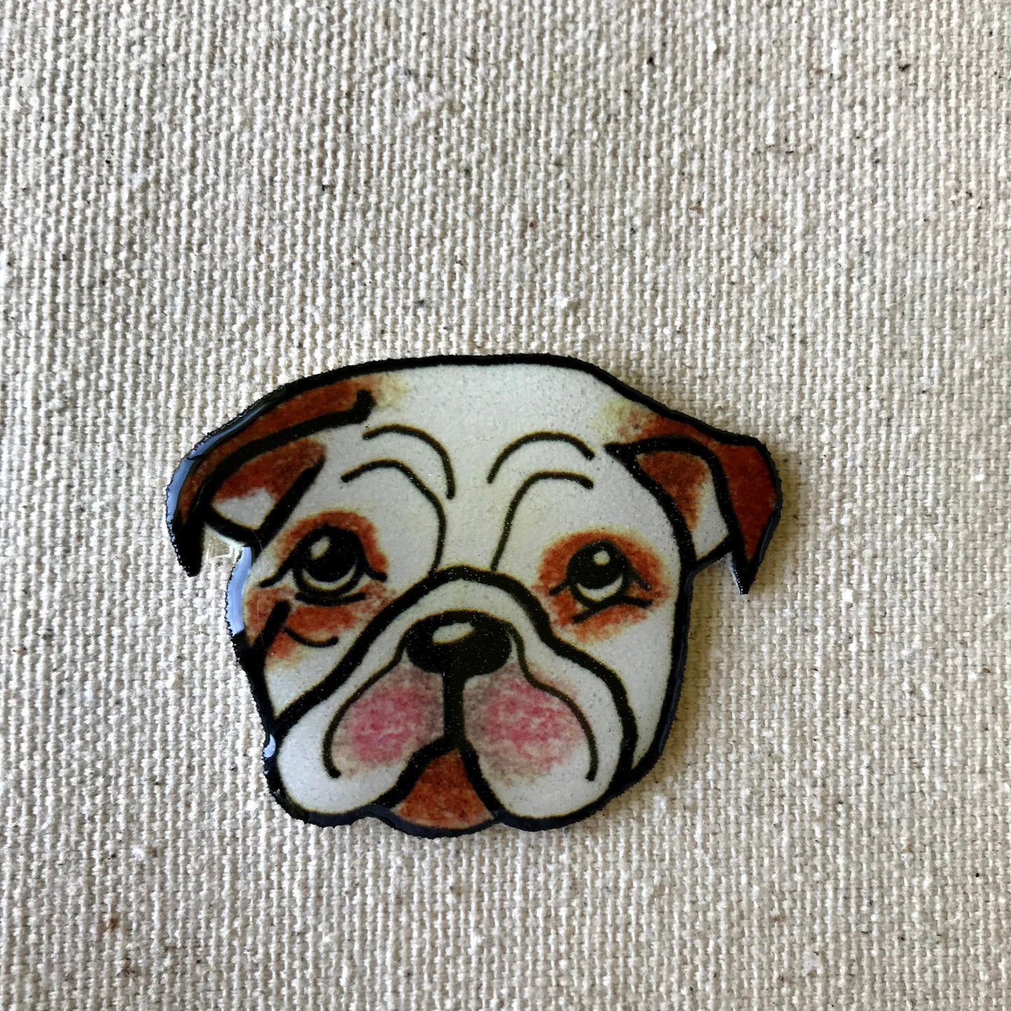 English Bulldog Needle Minder: Cross Stitch Embroidery, Dog Lover Gift