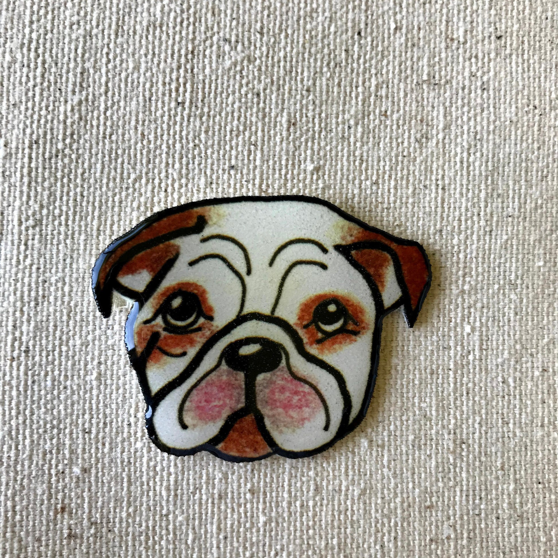 English Bulldog Needle Minder: Cross Stitch Embroidery, Dog Lover Gift