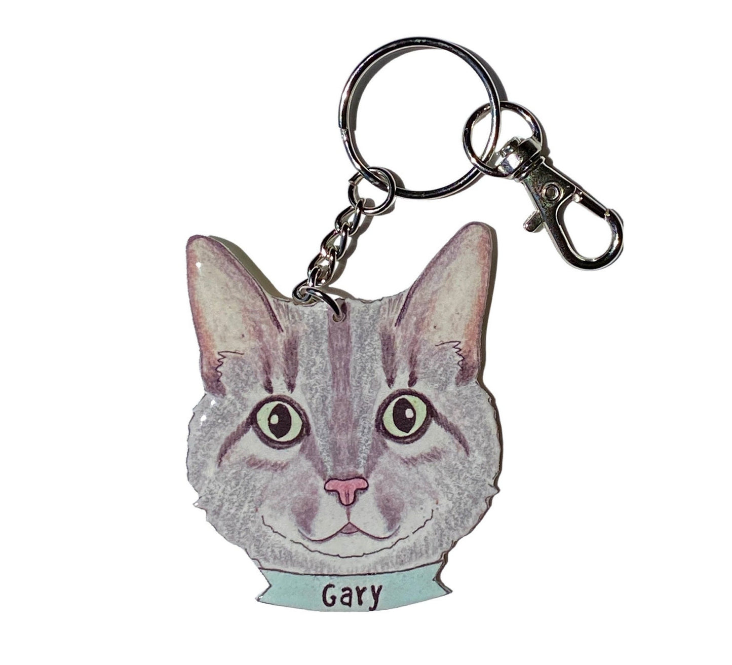 Grey Cat Keychain: Pet Lover Gift with Charm