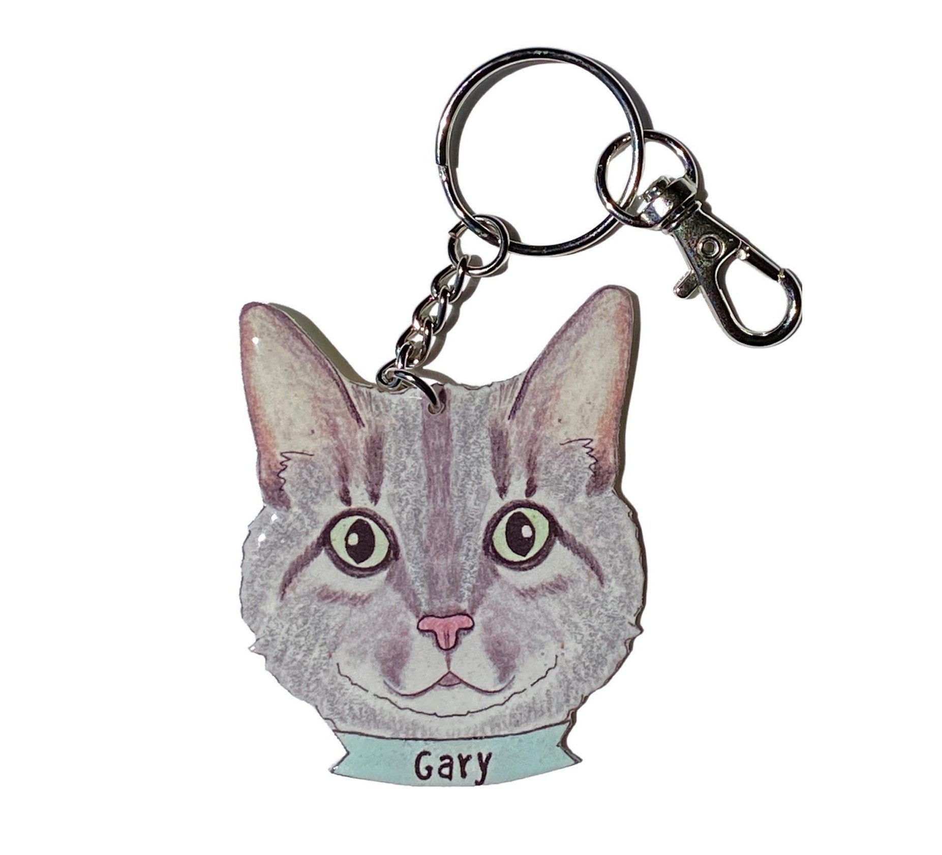 Grey Cat Keychain: Pet Lover Gift with Charm