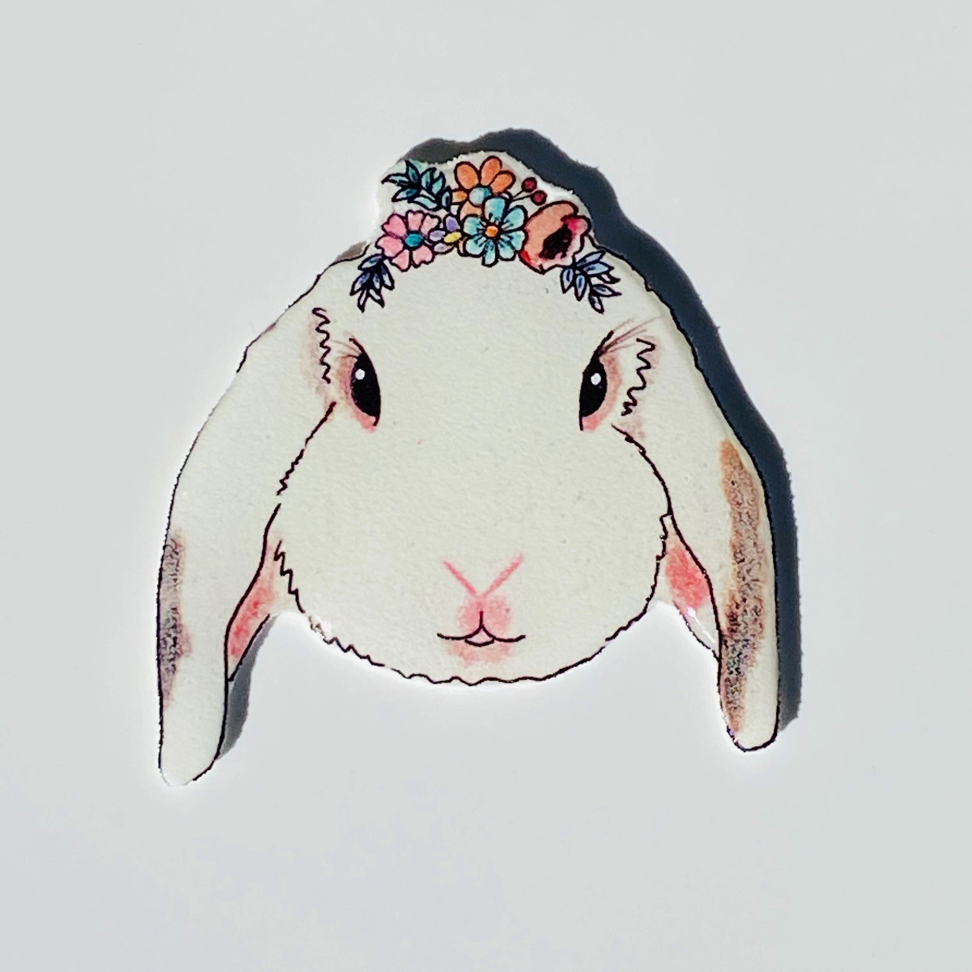 Bunny Badge Reel with Flowers: Nurse/Vet Tech Gift