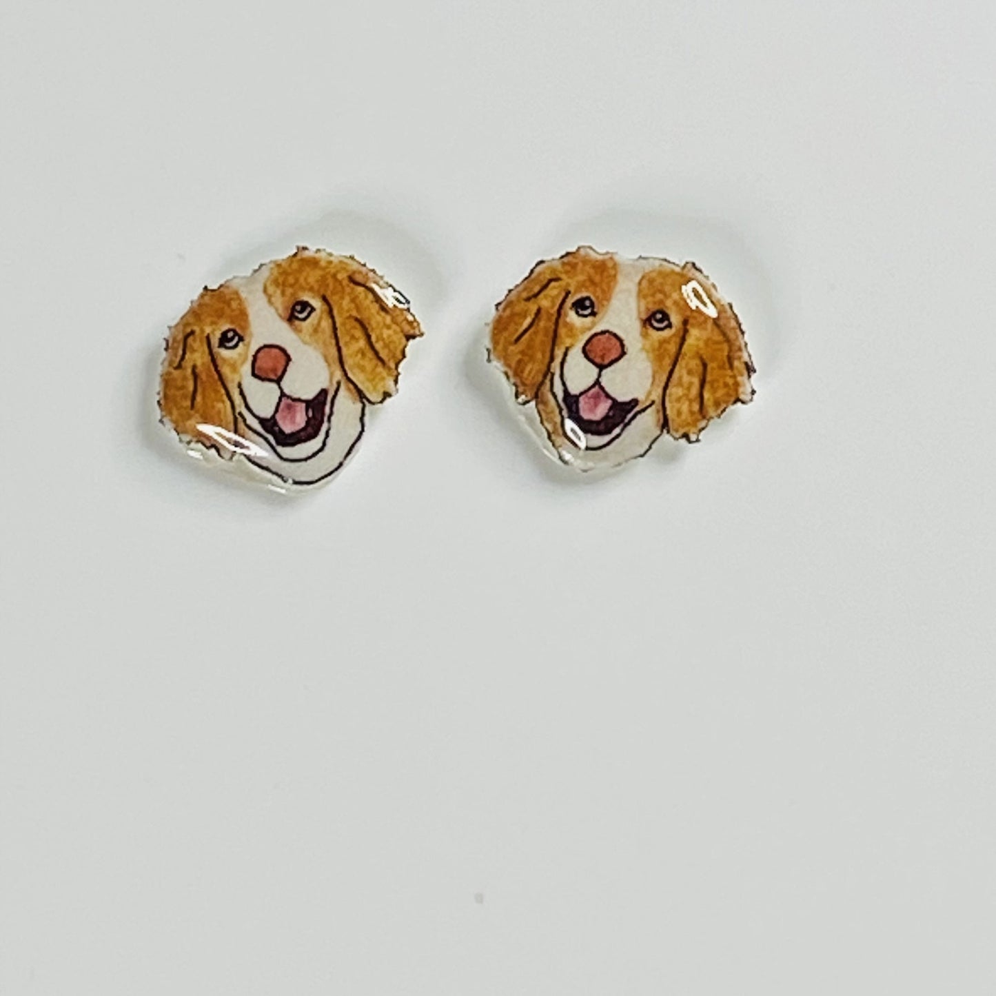 Brittany Spaniel Stud Earrings: Hand-Drawn Dog Lover Gift