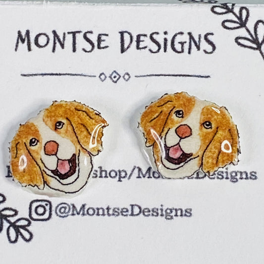 Brittany Spaniel Stud Earrings: Hand-Drawn Dog Lover Gift
