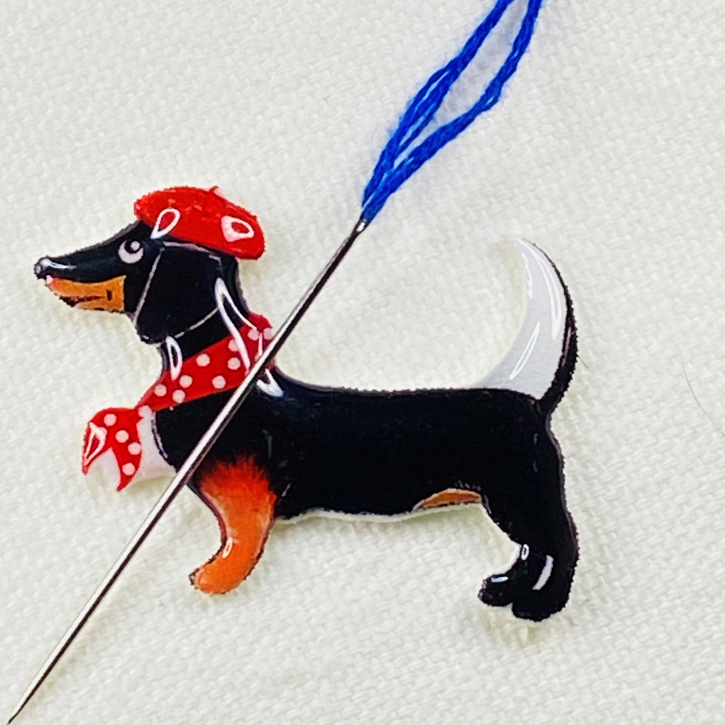 Dachshund Needle Minder: Handmade Embroidery Magnet, Dog Lover Gift