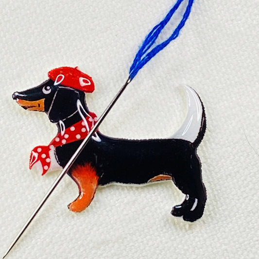 Dachshund Needle Minder: Handmade Embroidery Magnet, Dog Lover Gift