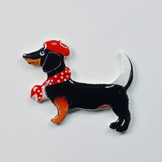 Dachshund Pin: Handmade Resin Coated Dog Brooch
