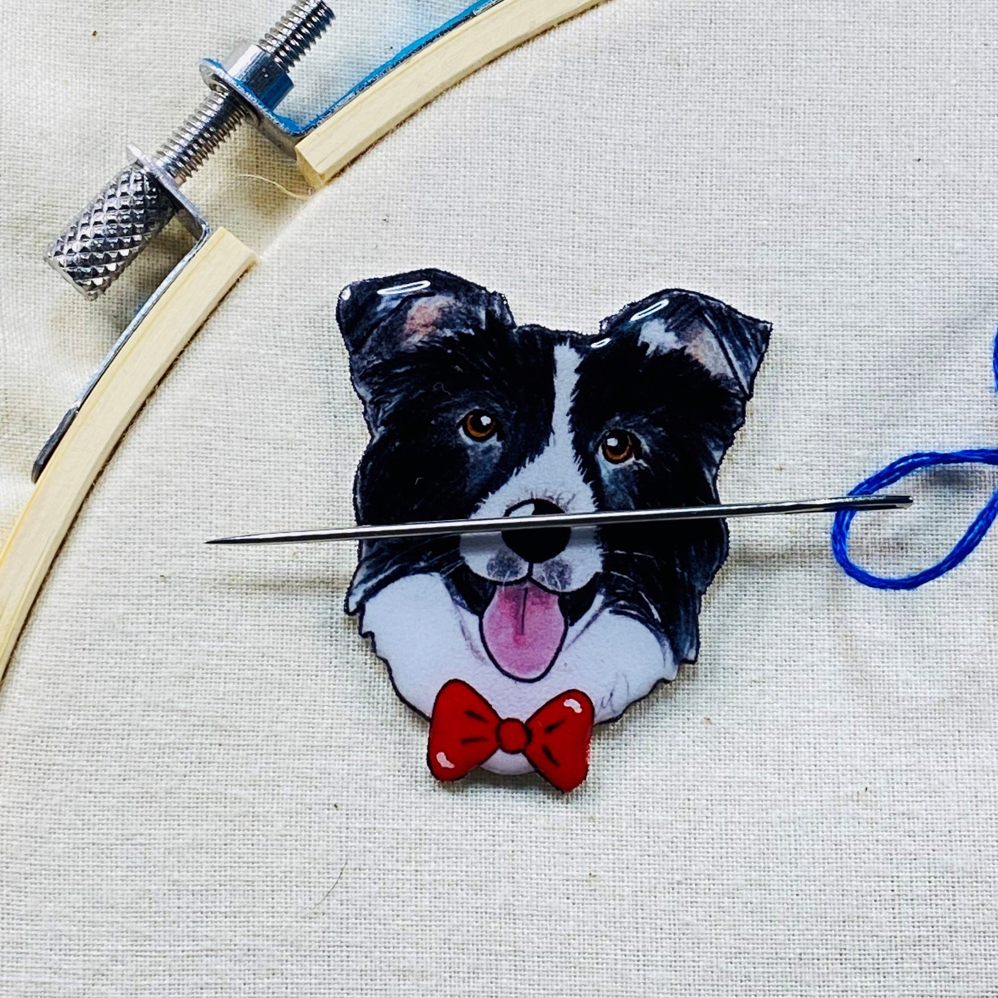 Border Collie Needle Minder: Cross Stitch Embroidery Gift