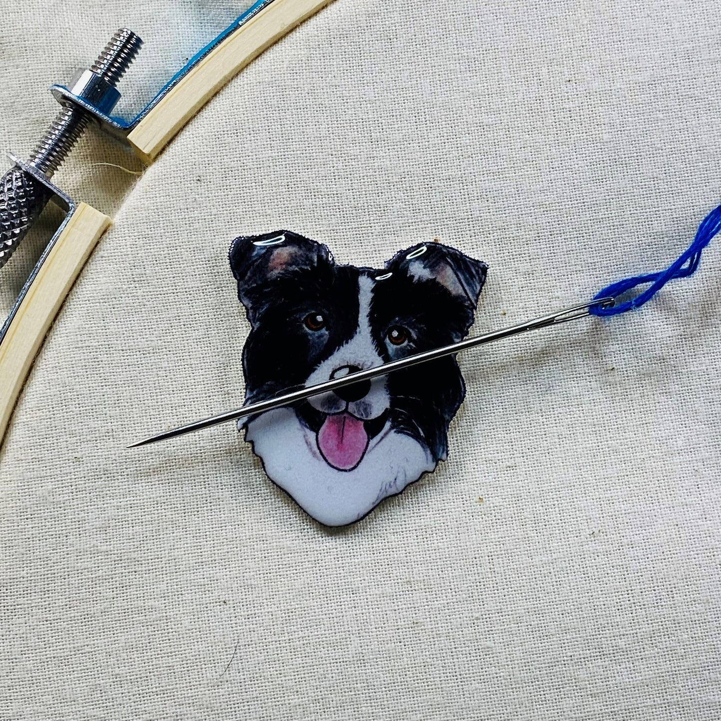 Border Collie Needle Minder: Cross Stitch Embroidery Gift