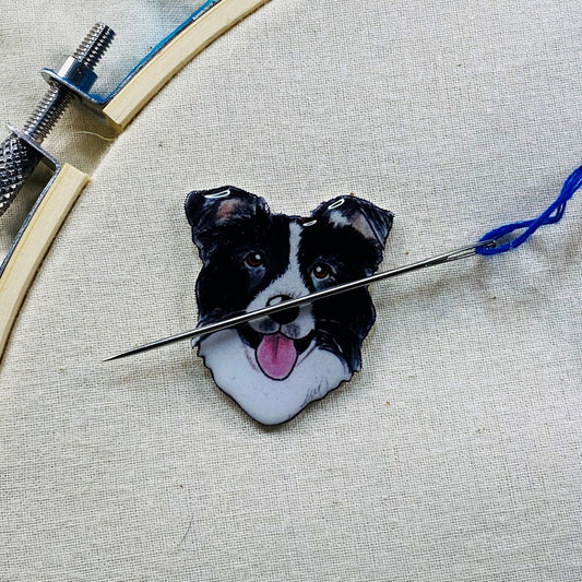 Border Collie Needle Minder: Cross Stitch Embroidery Gift