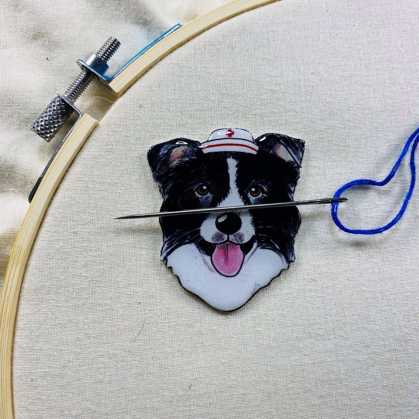 Border Collie Needle Minder: Cross Stitch Embroidery Gift