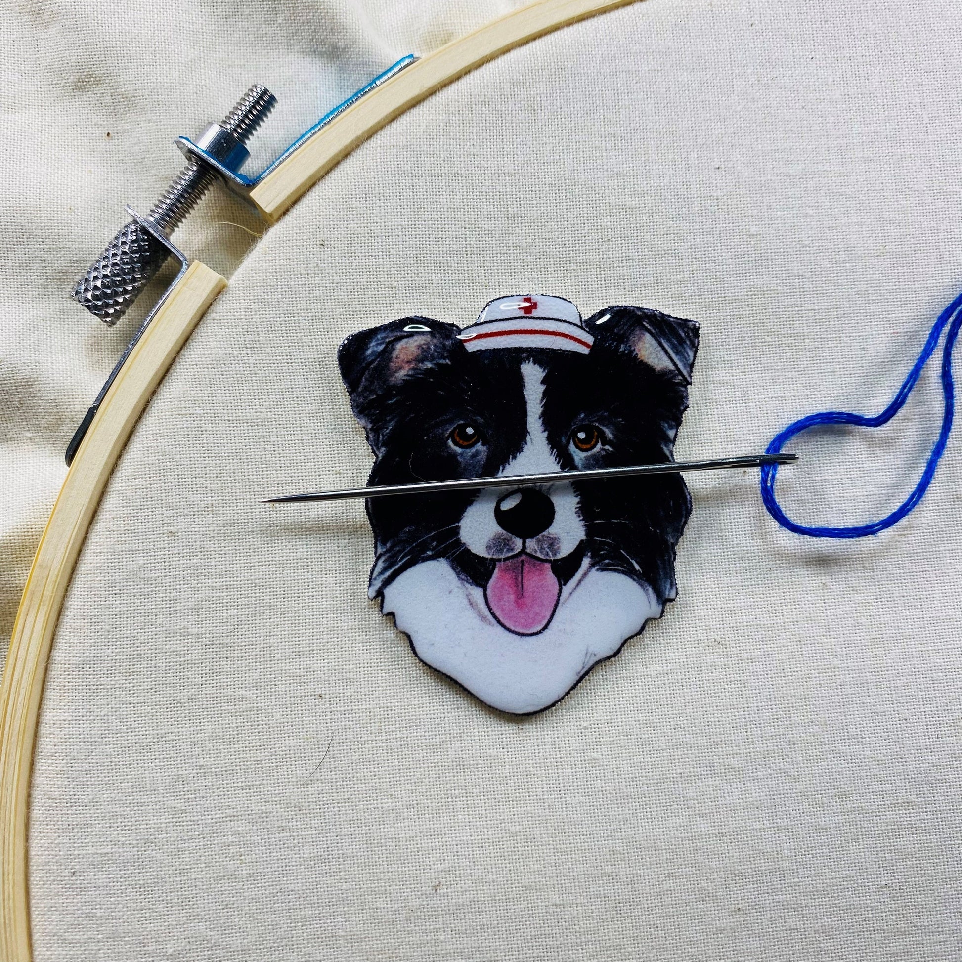 Border Collie Needle Minder: Cross Stitch Embroidery Gift