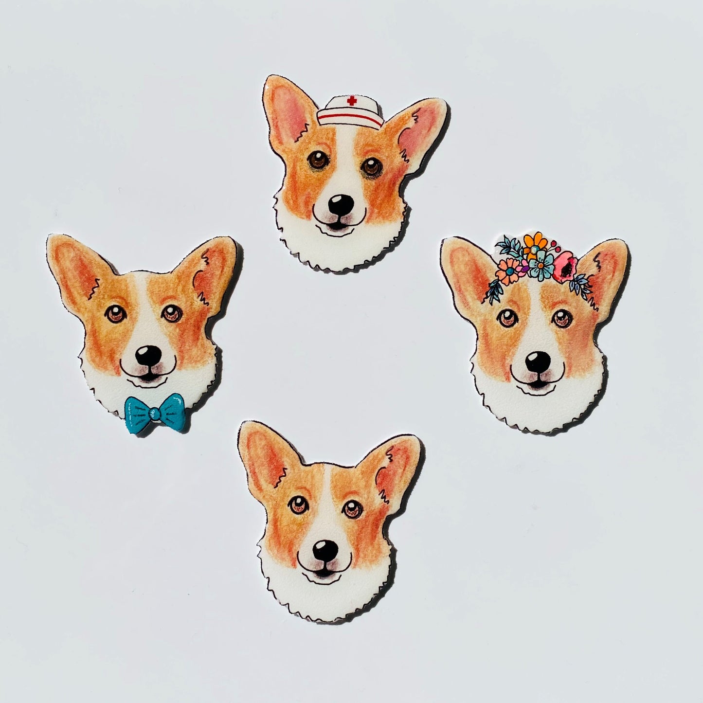 Hand Drawn Corgi Pin: Glossy Resin Wearable Art