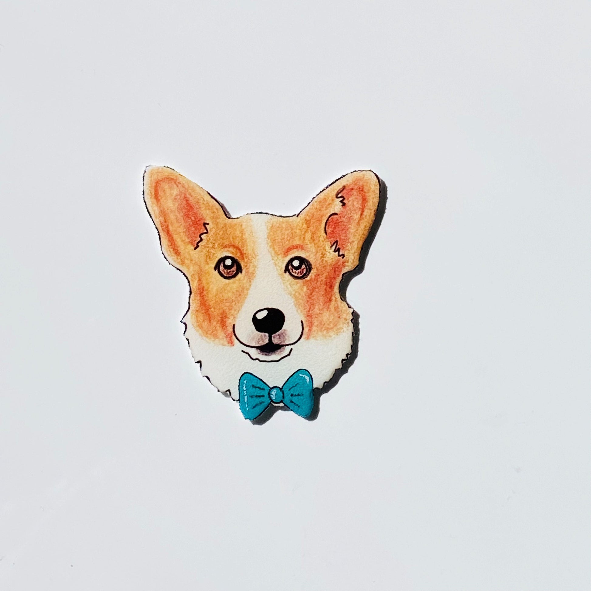 Hand Drawn Corgi Pin: Glossy Resin Wearable Art