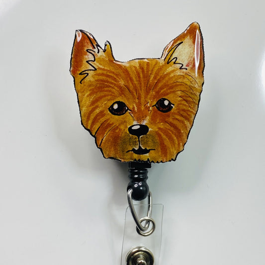 Yorkie Badge Reel: Hand-Drawn Dog Lover Gift