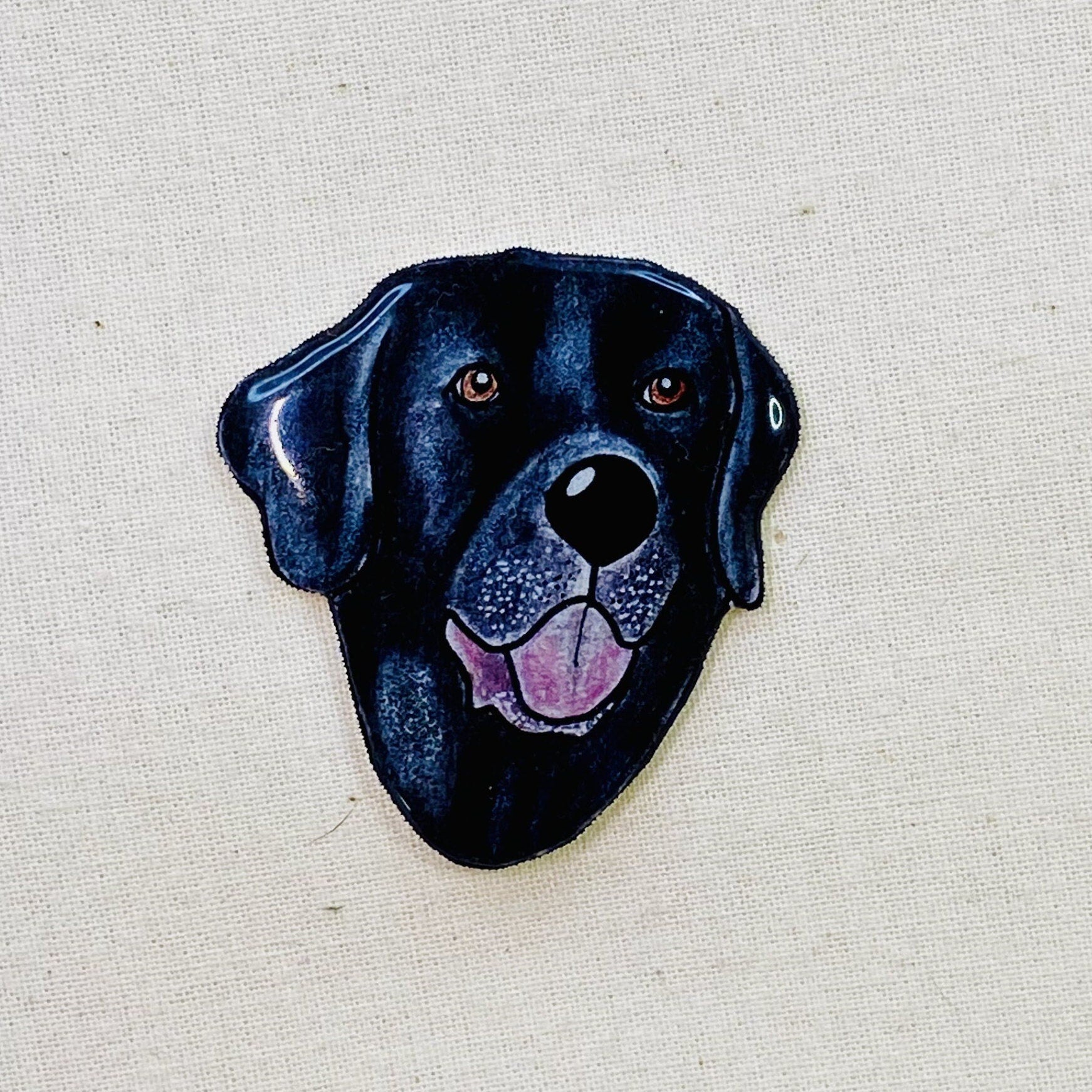 Hand-Drawn Black Lab Pin: Glossy Resin Wearable Art