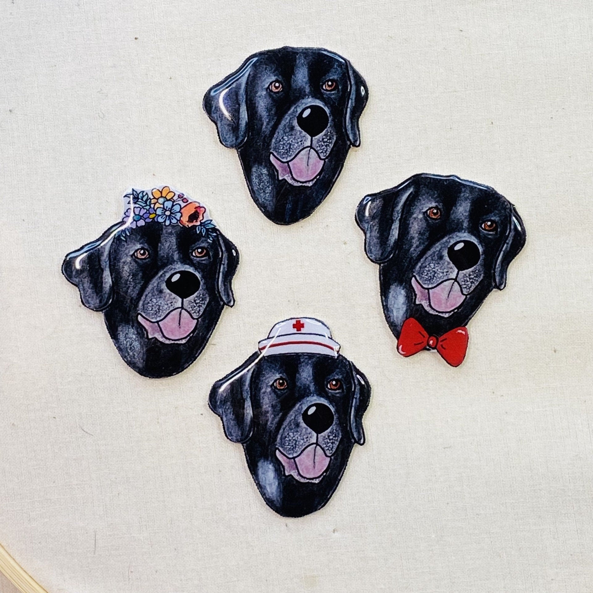 Hand-Drawn Black Lab Pin: Glossy Resin Wearable Art