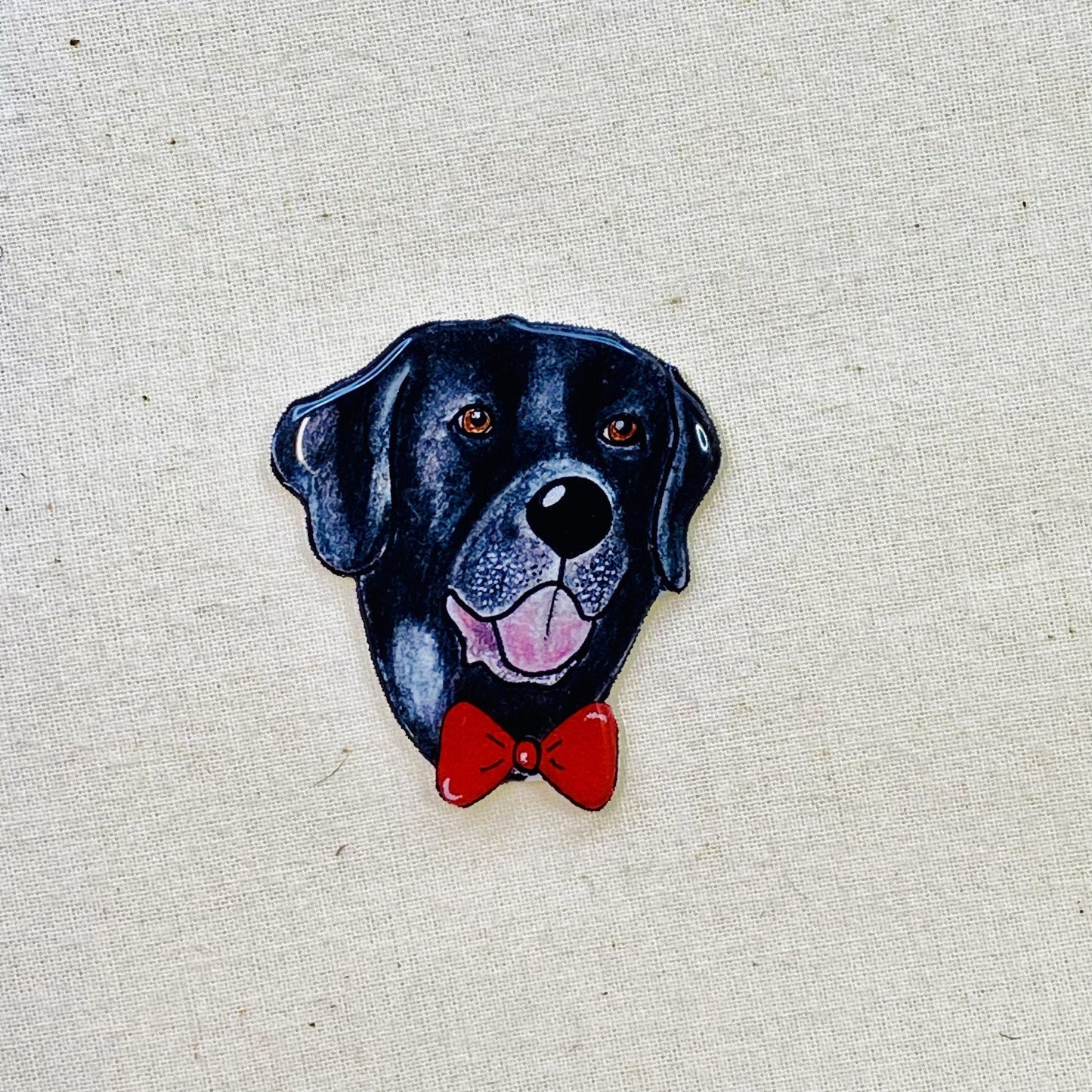 Hand-Drawn Black Lab Pin: Glossy Resin Wearable Art