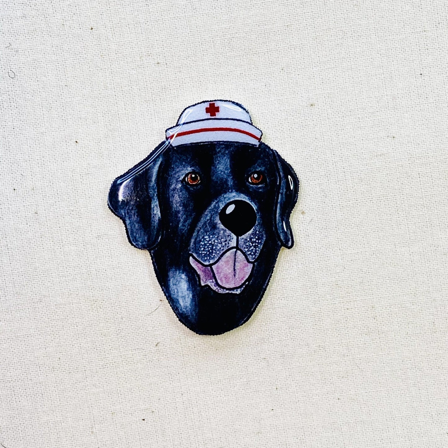 Hand-Drawn Black Lab Pin: Glossy Resin Wearable Art