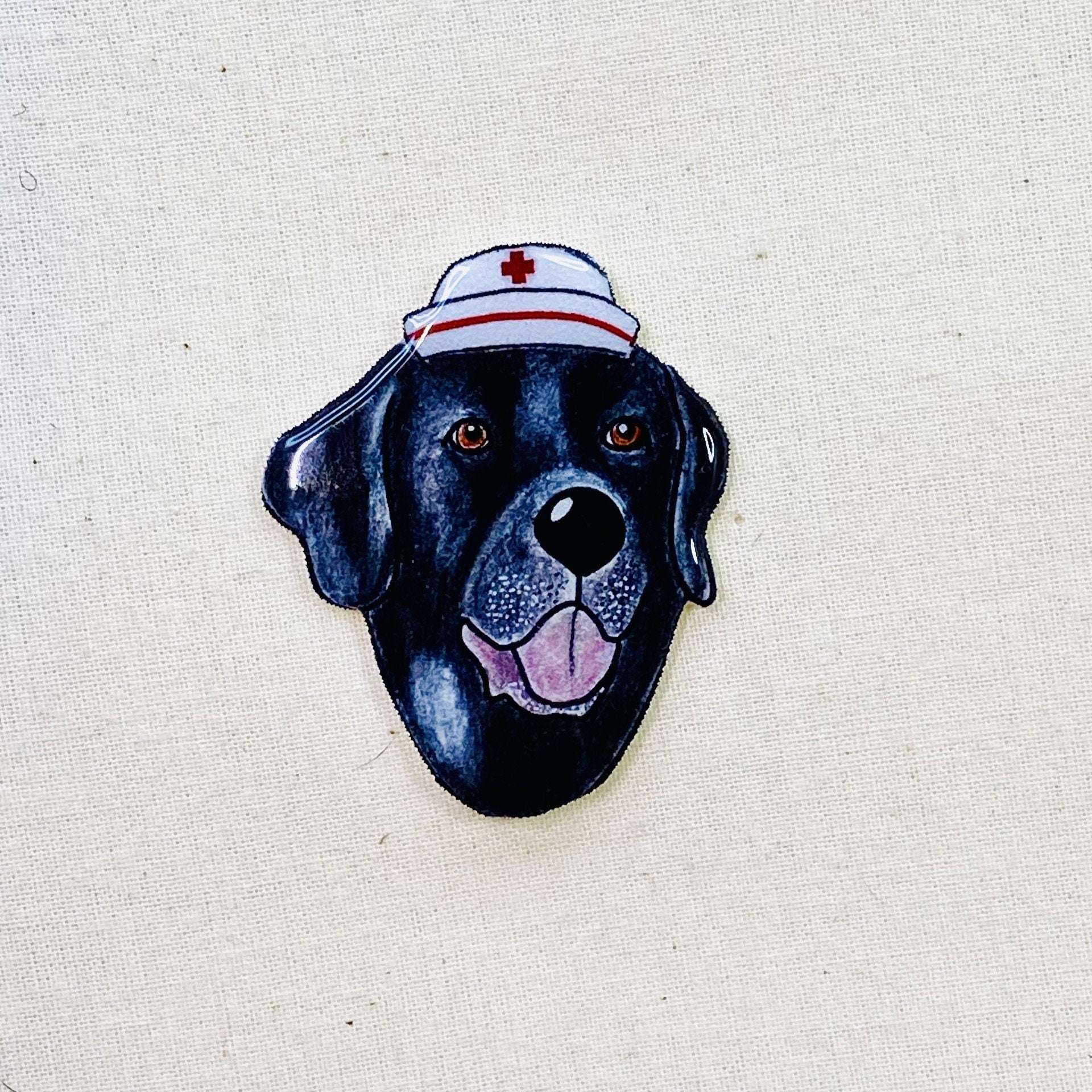 Hand-Drawn Black Lab Pin: Glossy Resin Wearable Art