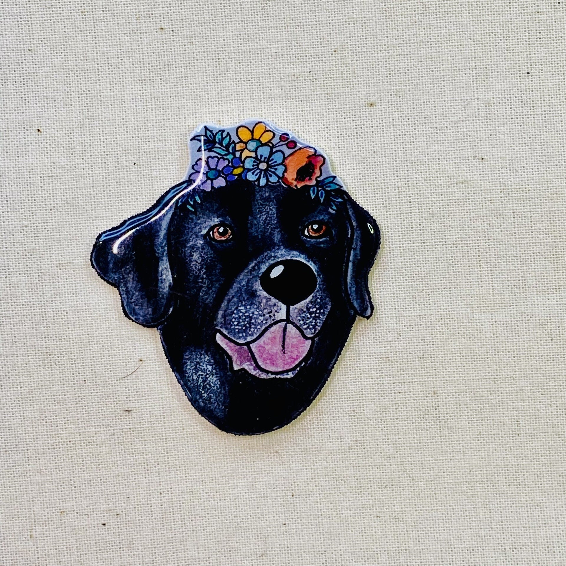 Hand-Drawn Black Lab Pin: Glossy Resin Wearable Art