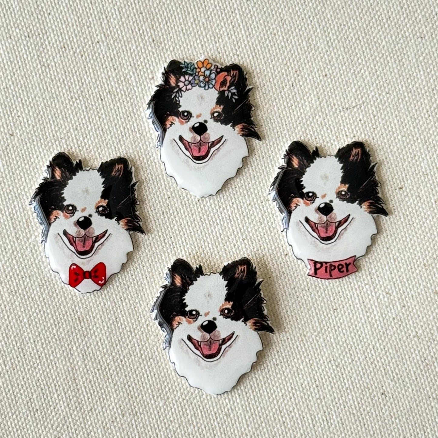 Tricolor Pomeranian Needle Minder: Handmade Dog Lover Sewing Tool