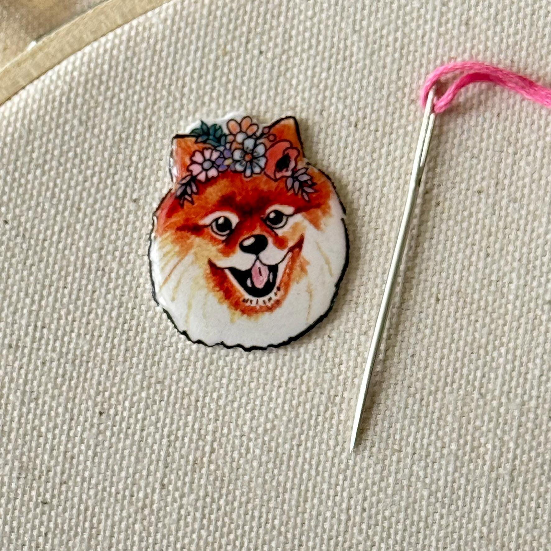 Pomeranian Needle Minder: Embroidery Tool, Sewing Clip, Dog Lover Gift
