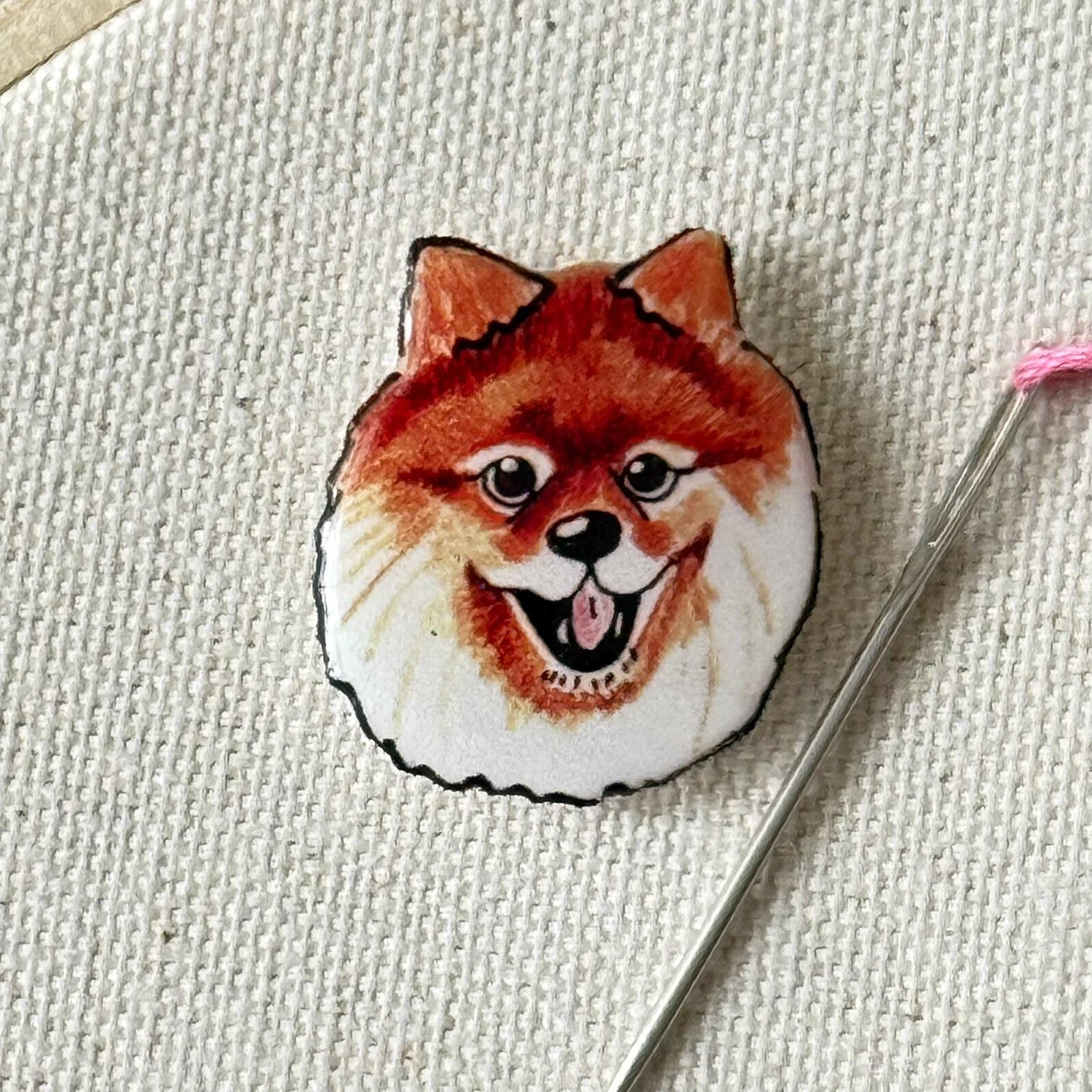 Pomeranian Needle Minder: Embroidery Tool, Sewing Clip, Dog Lover Gift