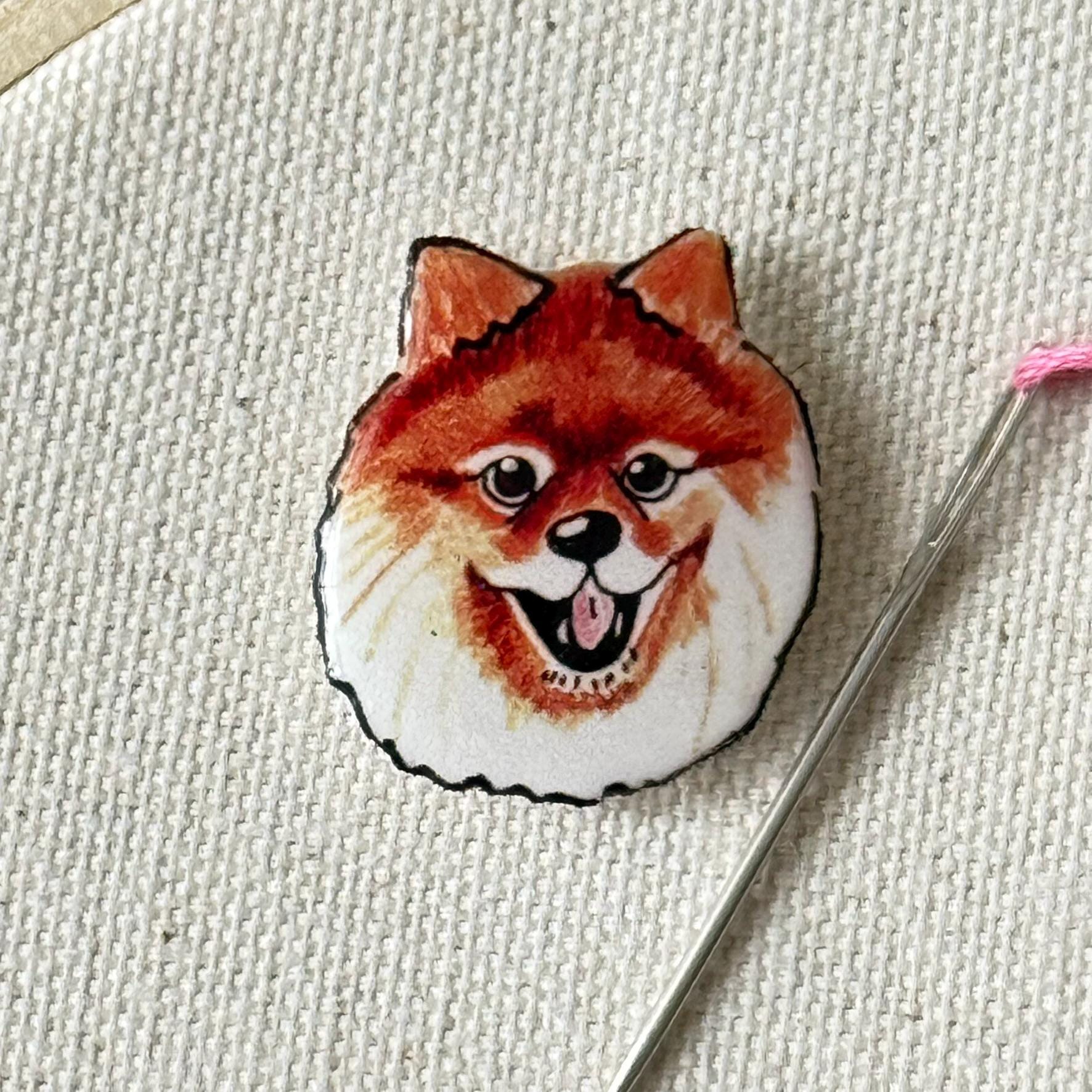 Pomeranian Needle Minder: Embroidery Tool, Sewing Clip, Dog Lover Gift